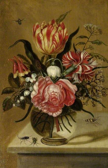 Flowers in a Glass Vase Oil Painting by Magdalena van den Hecken
