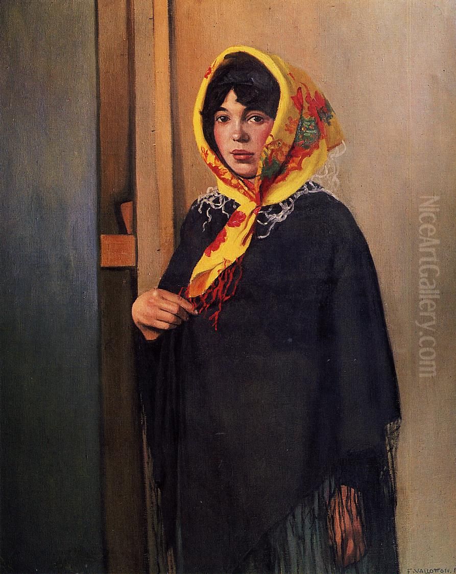 Young Woman with Yellow Scarf Oil Painting by Felix Vallotton