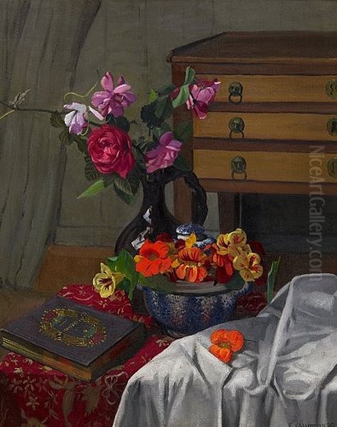 Roses et capucines Oil Painting by Felix Vallotton