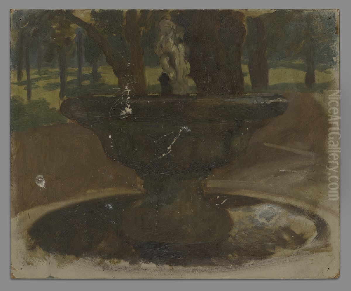 Study of a fountain Oil Painting by Edwin Austin Abbey