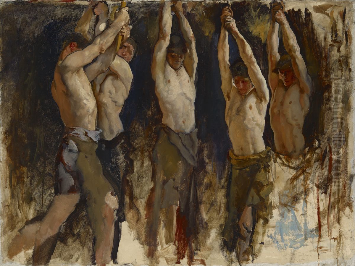 Figure study, for The Spirit of Vulcan, Genius of the Workers in Iron and Steel, Rotunda, Pennsylvania State Capitol, Harrisburg Oil Painting by Edwin Austin Abbey