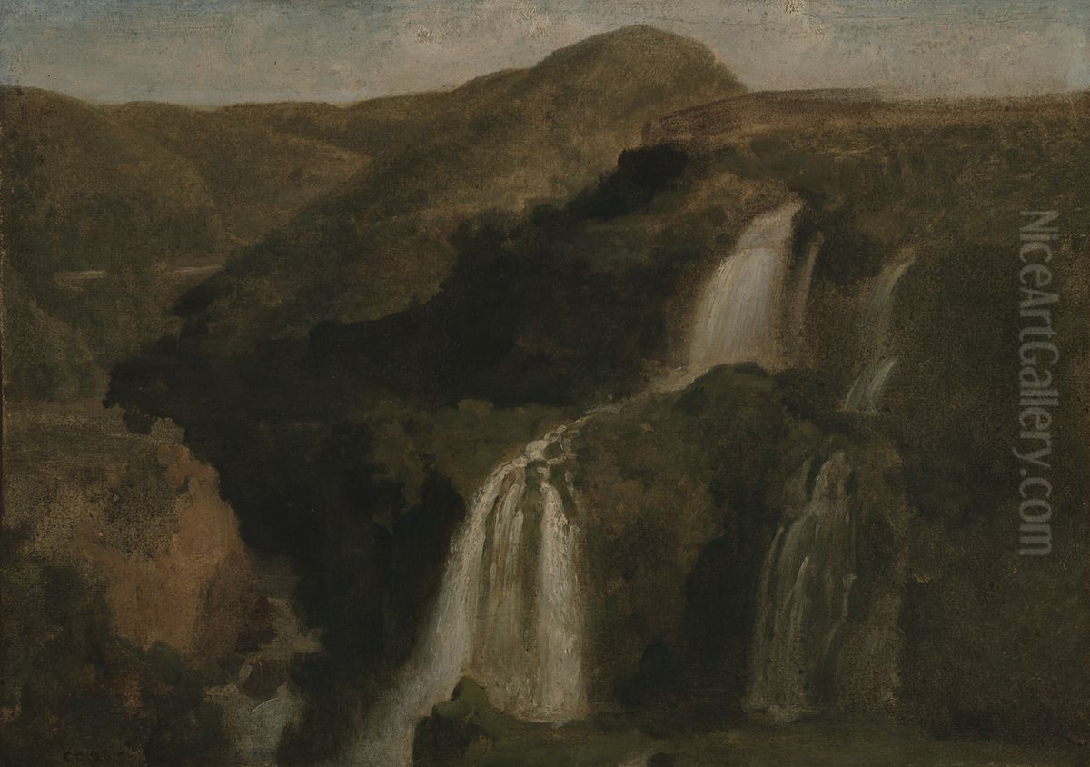 Falls of Tivoli Oil Painting by Jean-Baptiste Camille Corot