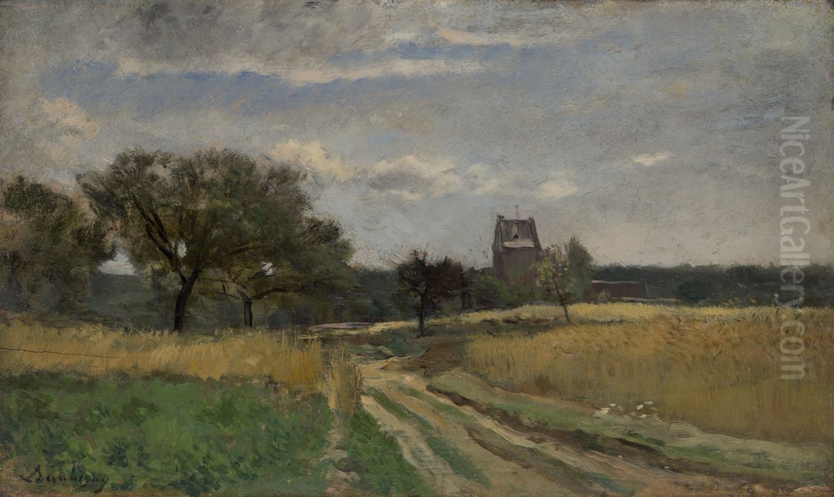 Landscape along a Country Road Oil Painting by Charles-Francois Daubigny