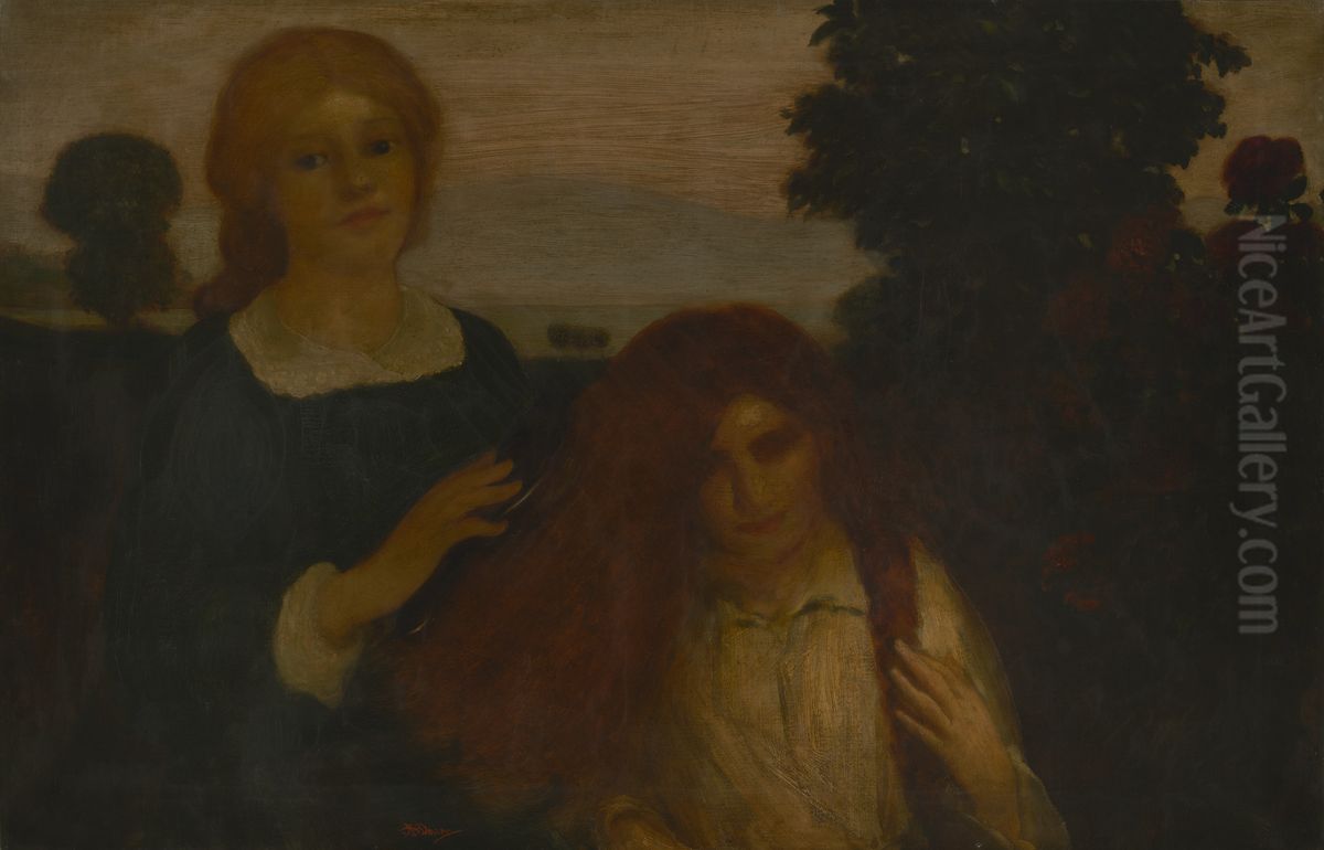 Rose to Rose Oil Painting by Arthur Bowen Davies