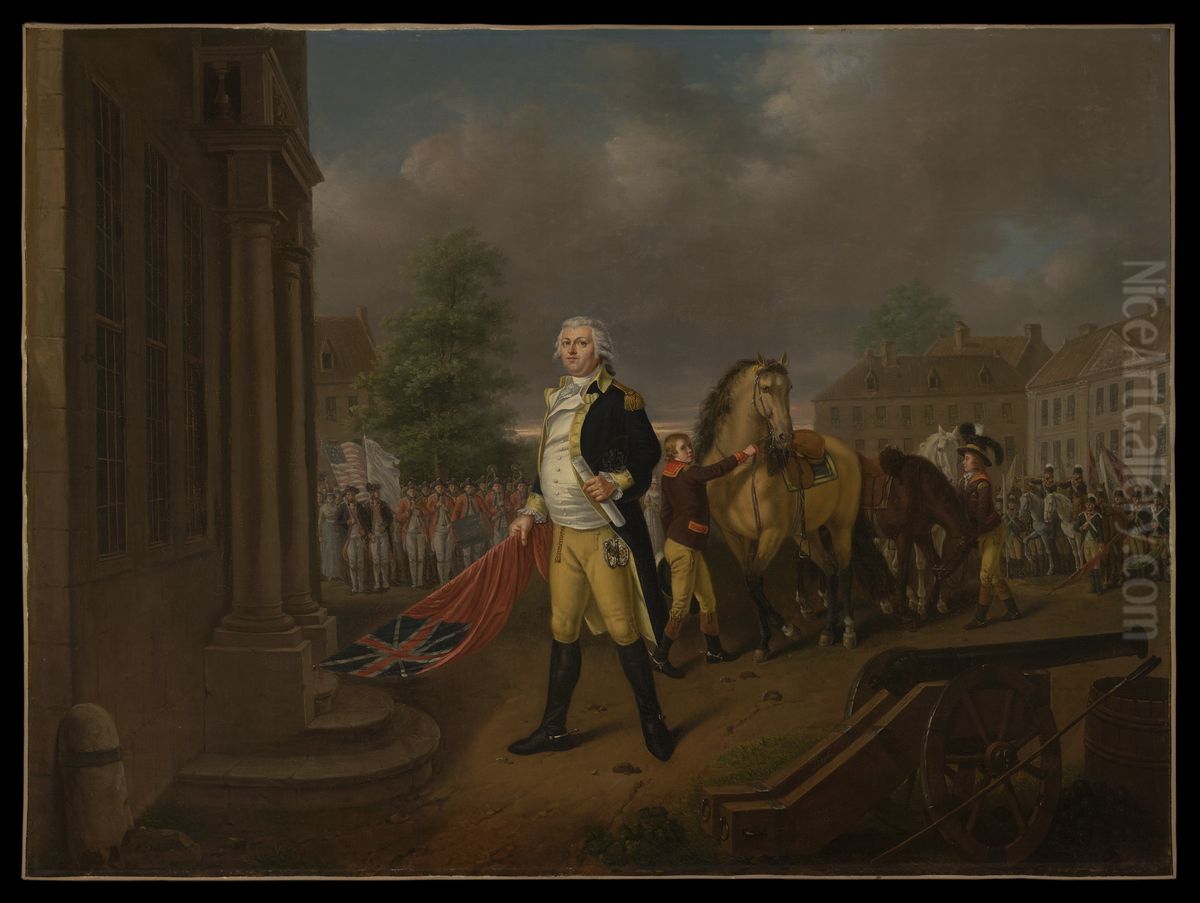 General Humphreys Delivering the Standards taken at Yorktown to Congress Hall (Philadelphia) Oil Painting by Nicolas-Louis-Albert Delerive