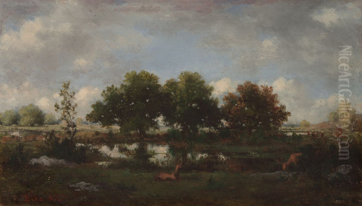 Forest Landscape with Stag Oil Painting by Narcisse Virgilio Diaz