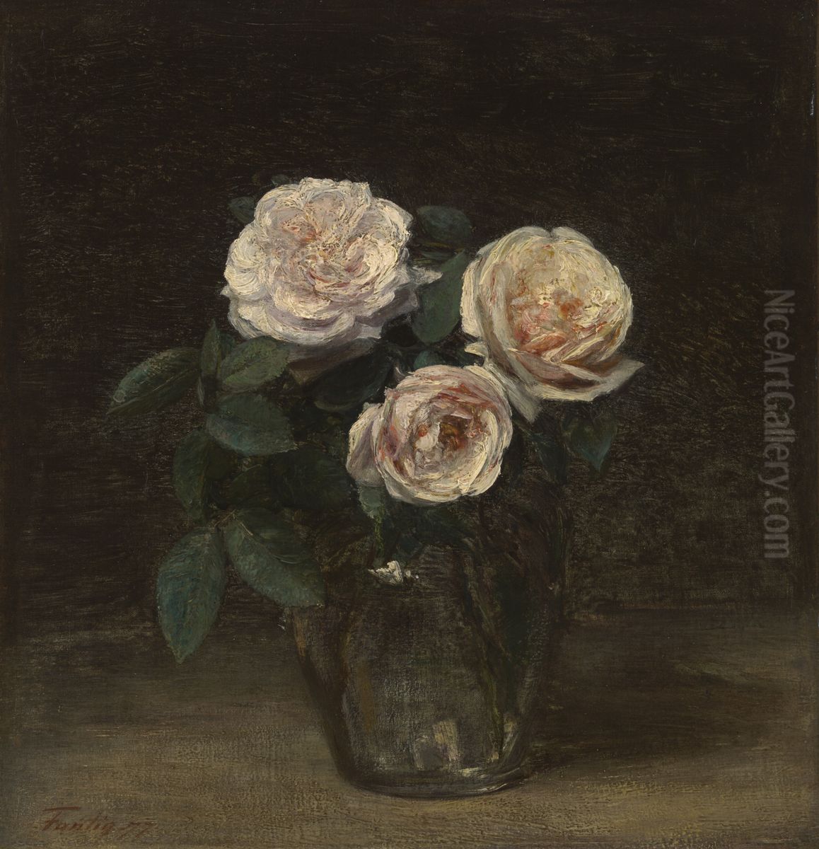 Still Life with Rose Oil Painting by Henri Fantin-Latour