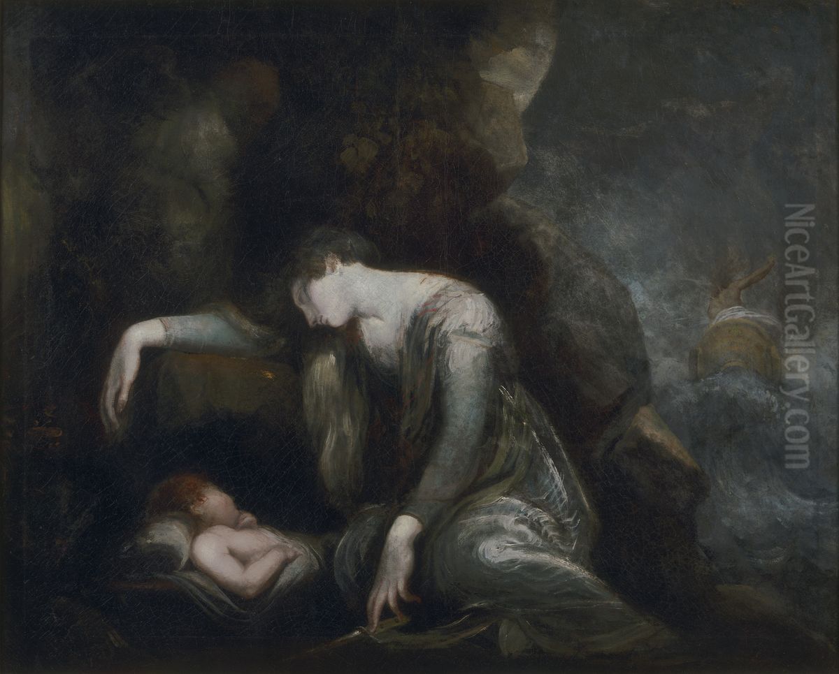 Danae and Perseus on Seriphos(?) Oil Painting by Henry Fuseli