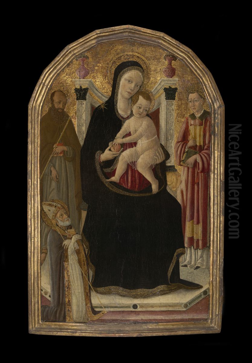 Virgin and Child Enthroned with Three Saint Oil Painting by Matteo Di Giovanni