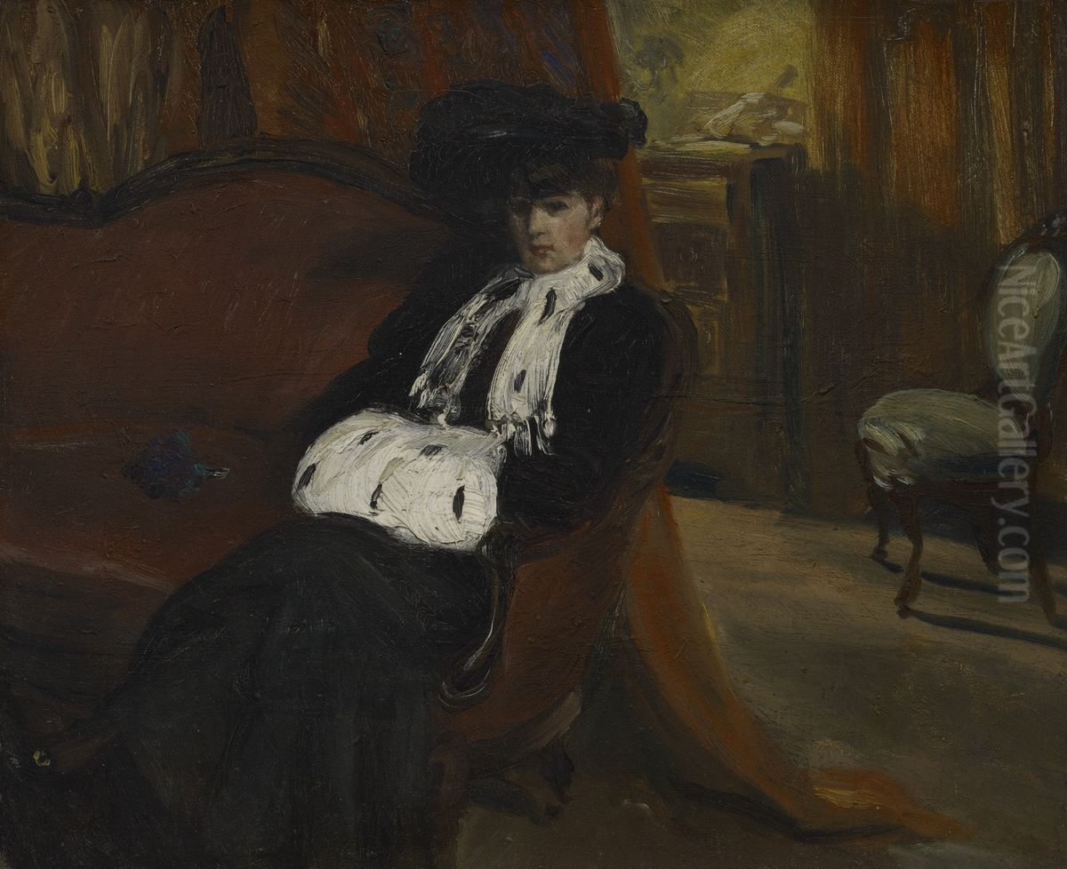 The Ermine Muff Oil Painting by William James Glackens