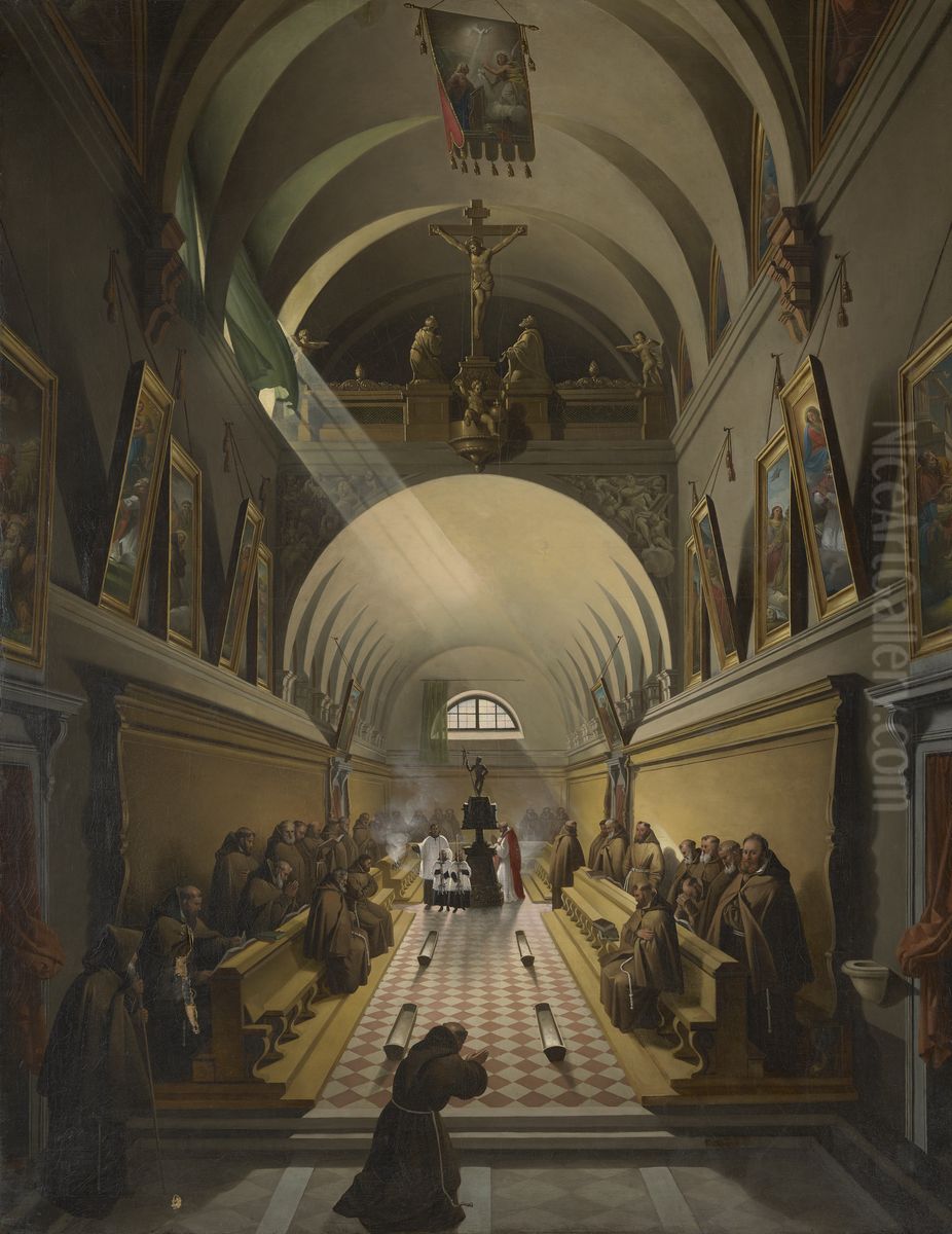 Interior of a Capuchin Convent Oil Painting by Francois Marius Granet