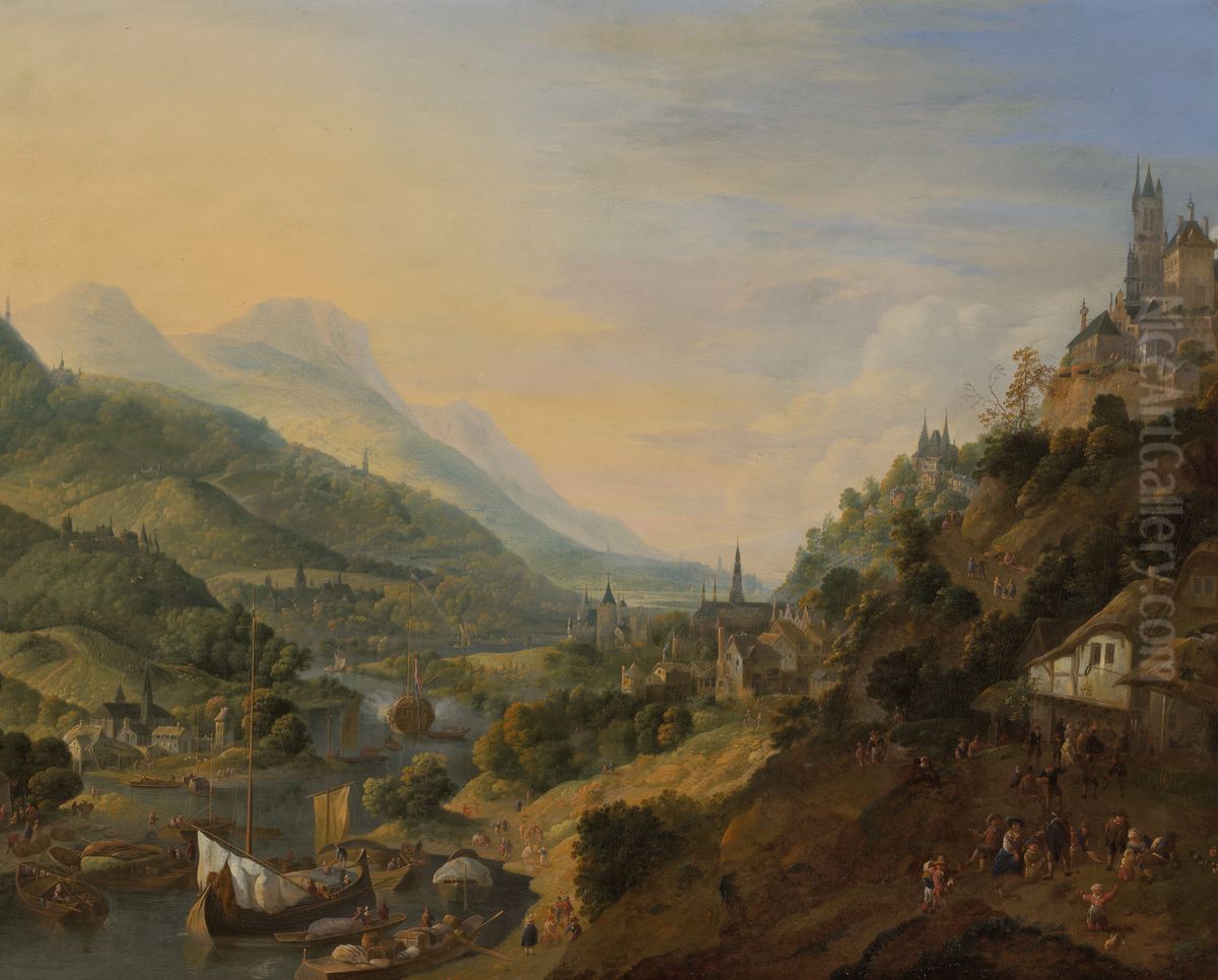 A Rheinish Landscape Oil Painting by Jan Griffier I