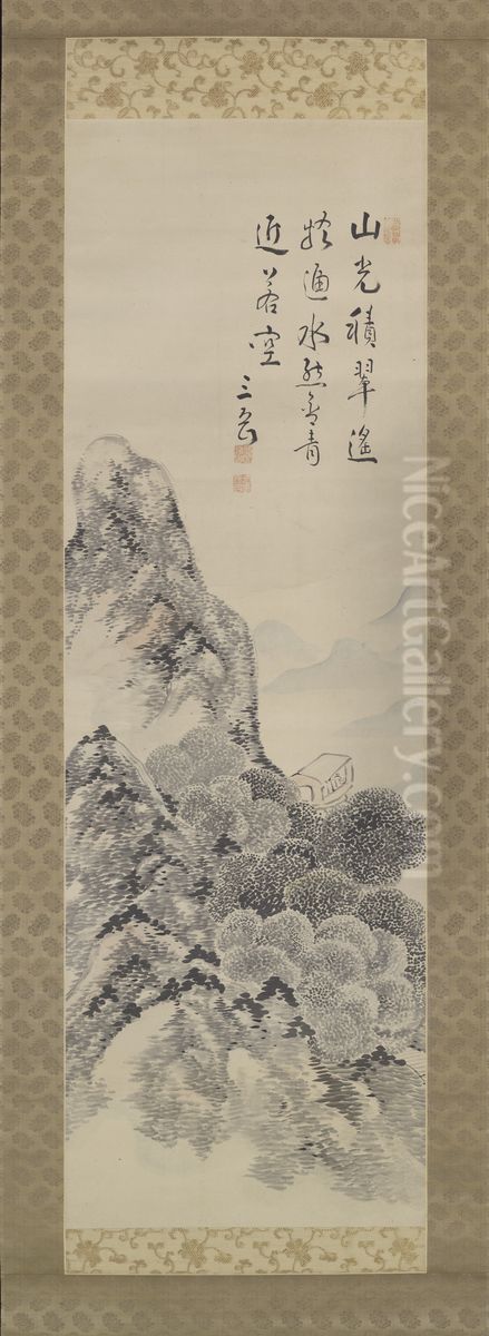 Landscape in the manner of Mi Fu Oil Painting by Ike no Taiga