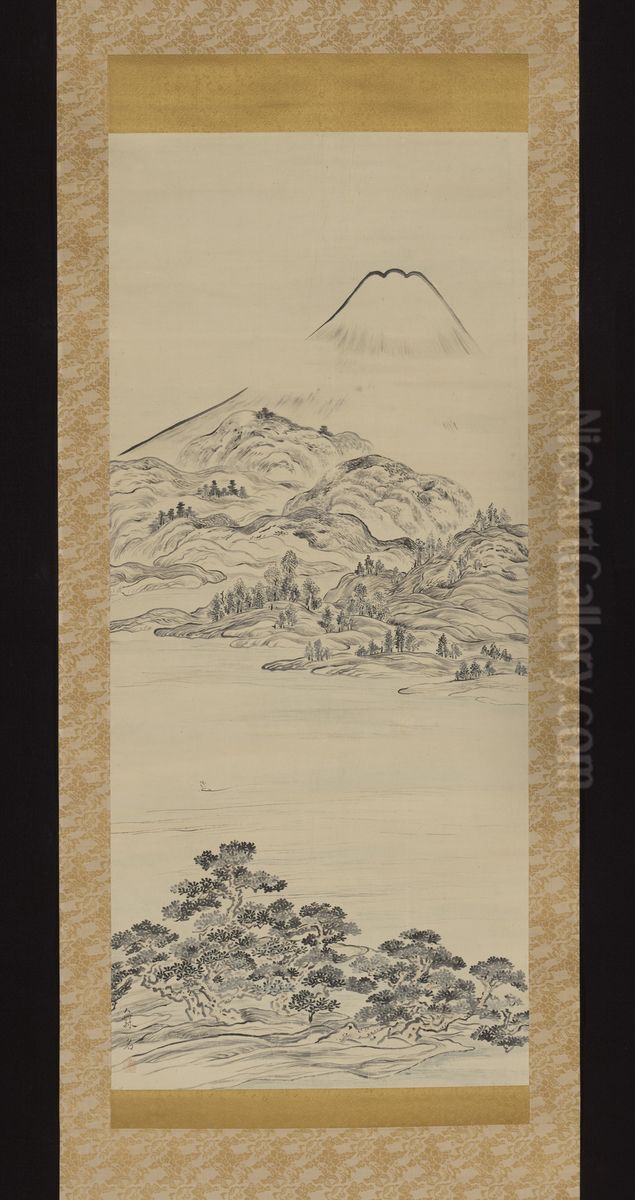 Mount Fuji, overlooking from Tago no Ura Bay Oil Painting by Ike no Taiga