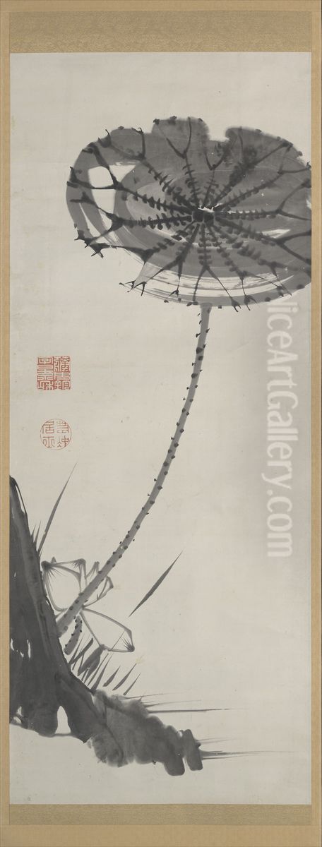Lotu Oil Painting by Ito Jakuchu