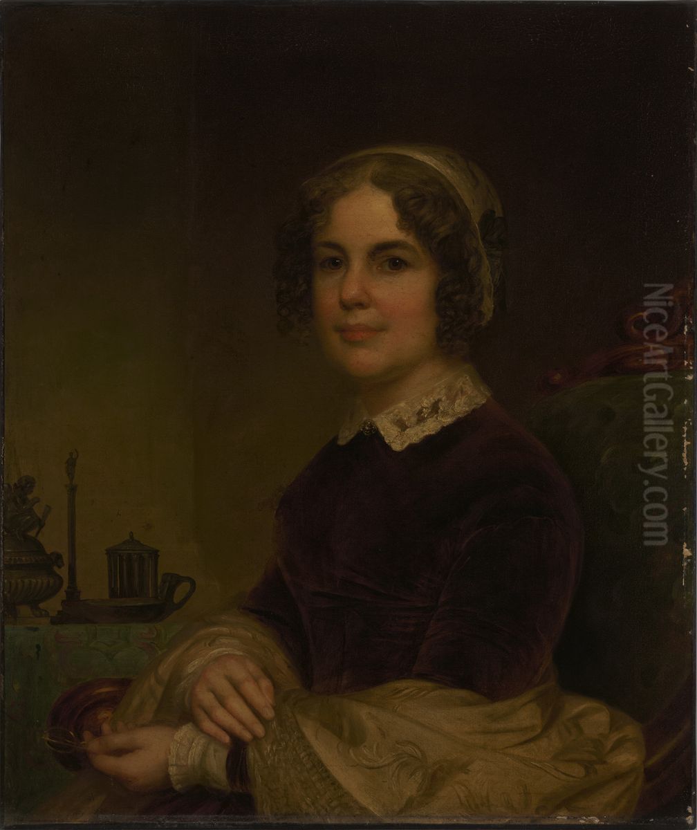 Mrs. Augustus Russell Street (Caroline Mary Leffingwell) (1790-1877) Oil Painting by Nathaniel Jocelyn