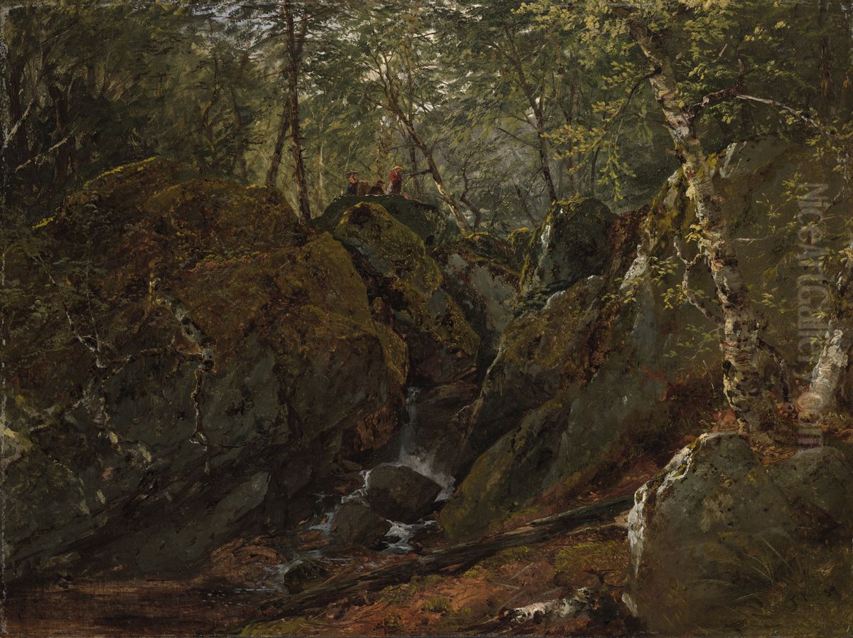 Catskill Waterfall Oil Painting by John Frederick Kensett