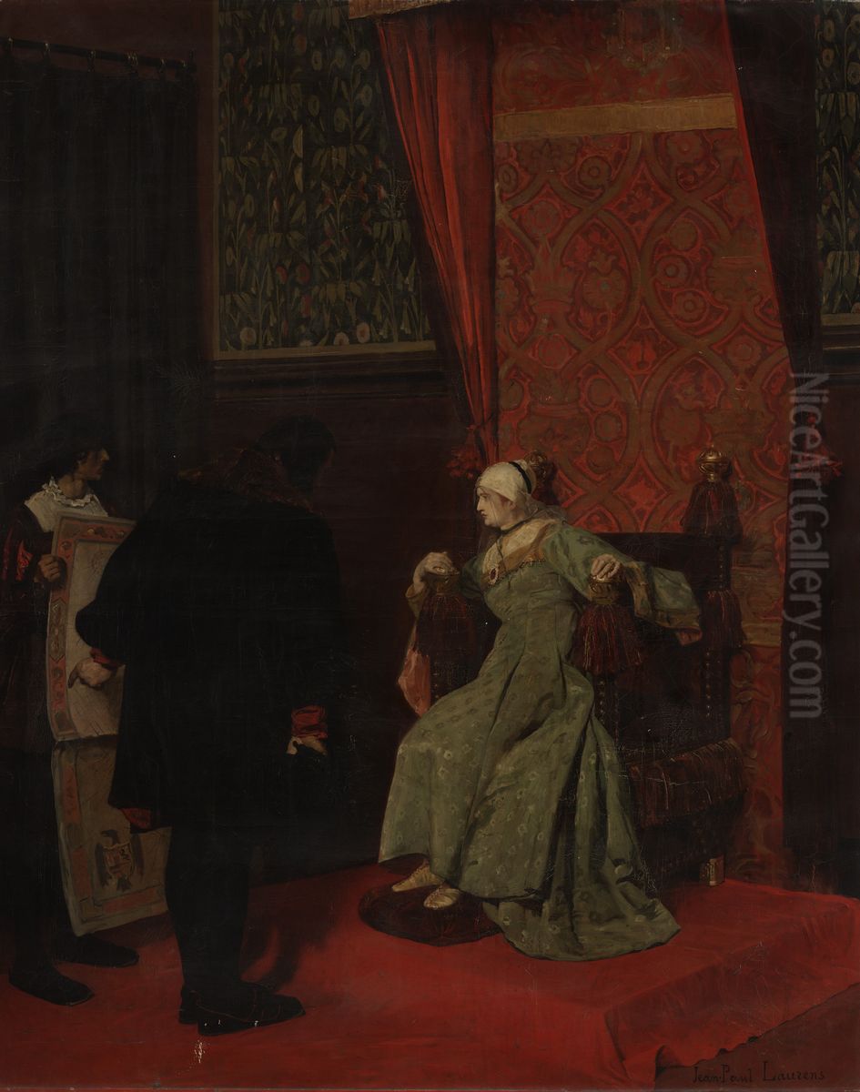 Columbus before Isabella Oil Painting by Jean-Paul Laurens