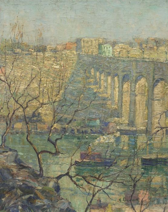 View of the Bridge Oil Painting by Ernest Lawson