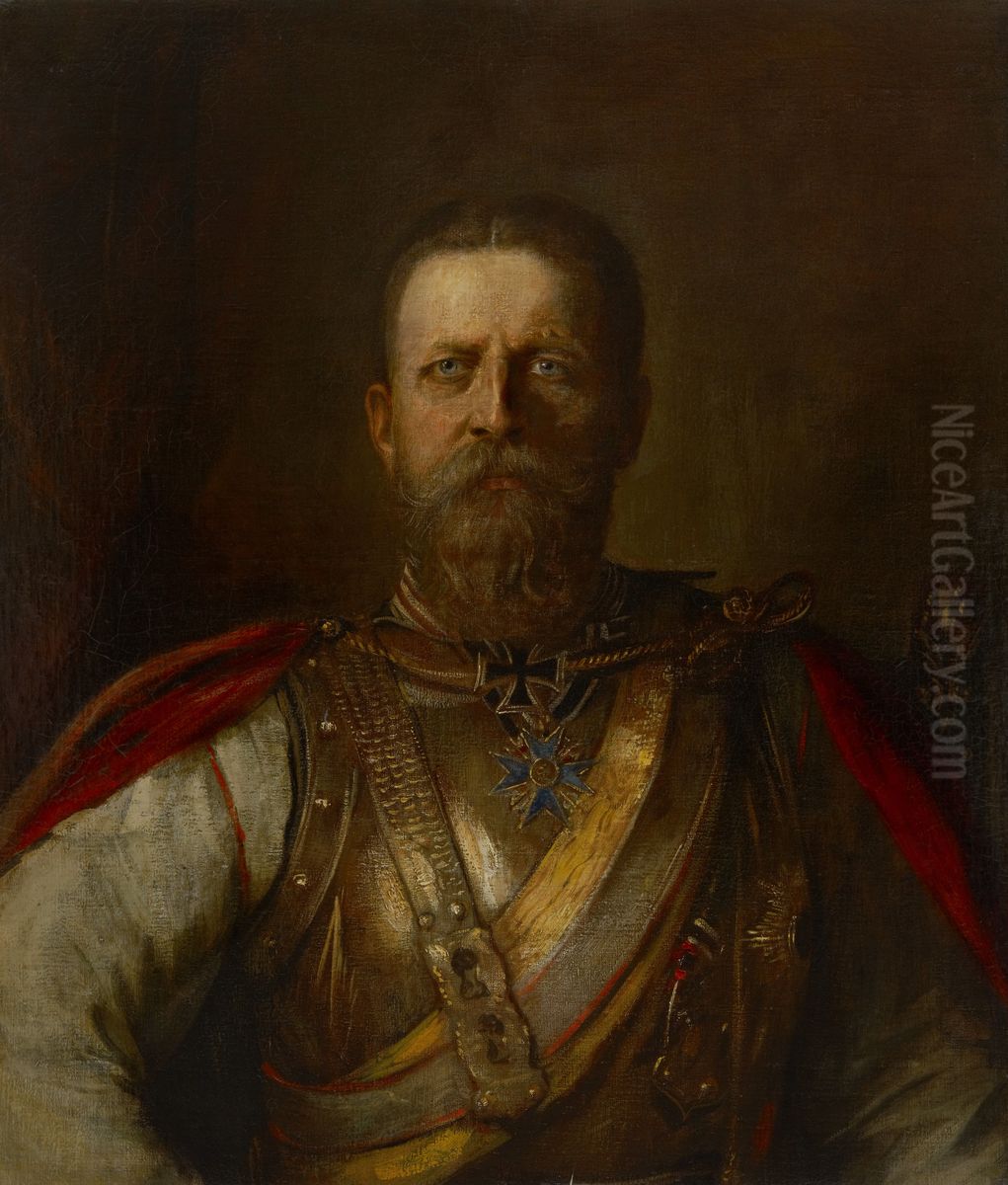 Crown Prince Frederick William, later Frederick III, German Emperor and King of Prussia Oil Painting by Lenbach Franz Von