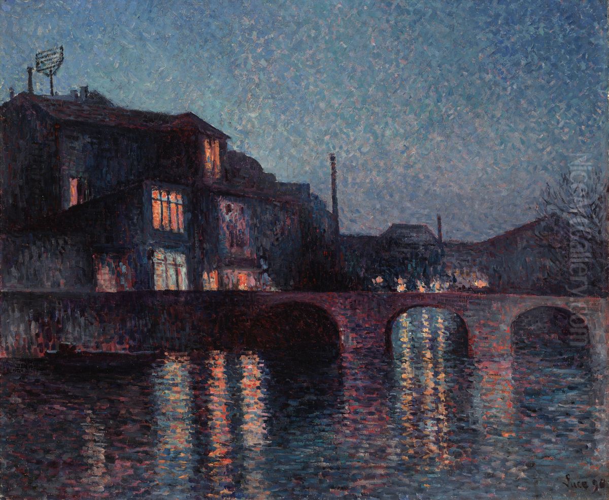 The River Sambre in Charleroi Oil Painting by Maximilien Luce
