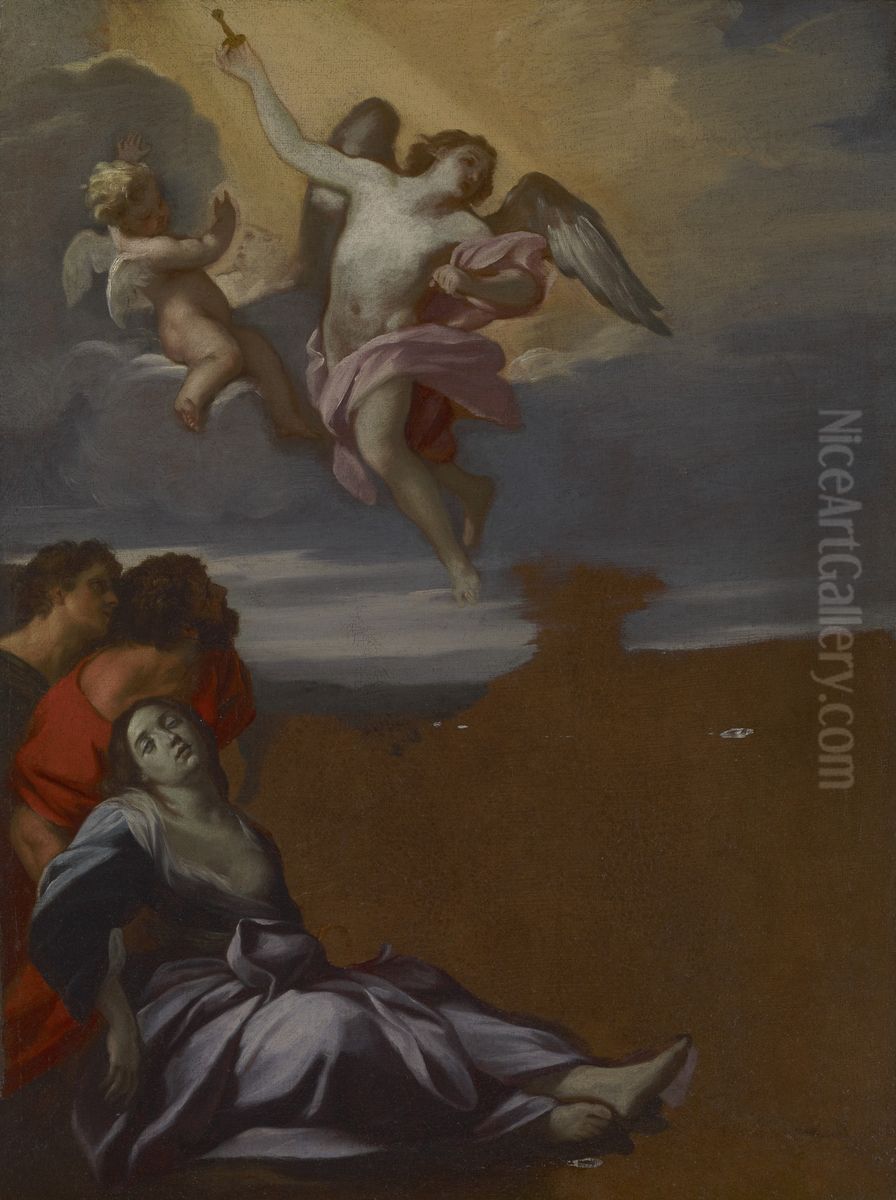 Study for the altarpiece of Saint Rosalie among the Plague-Stricken Oil Painting by Carlo Maratta or Maratti