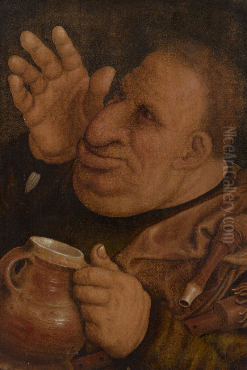 A Bagpiper Oil Painting by Quinten Metsys
