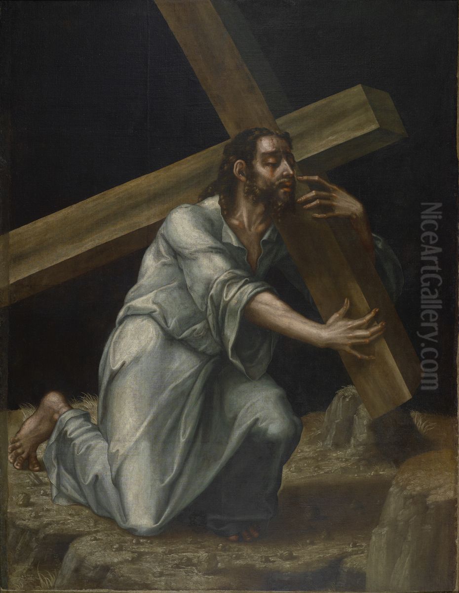 Christ Carrying the Cro Oil Painting by Luis de Morales