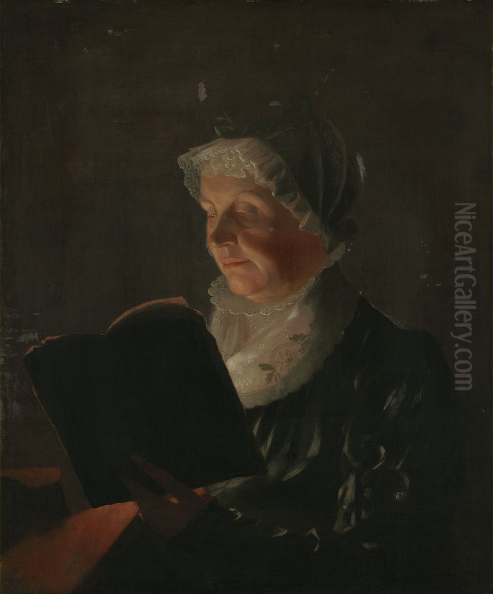 By Candlelight (Mrs. Jedidiah Morse [Elizabeth Ann Breese]) (1766-1828) Oil Painting by Samuel Finley Breese Morse