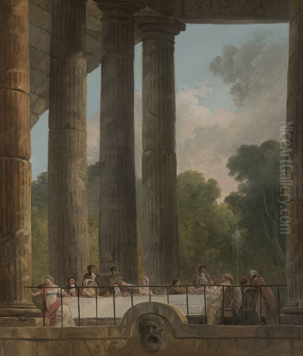 A Banquet in the Ruins of a Temple Oil Painting by Hubert Robert