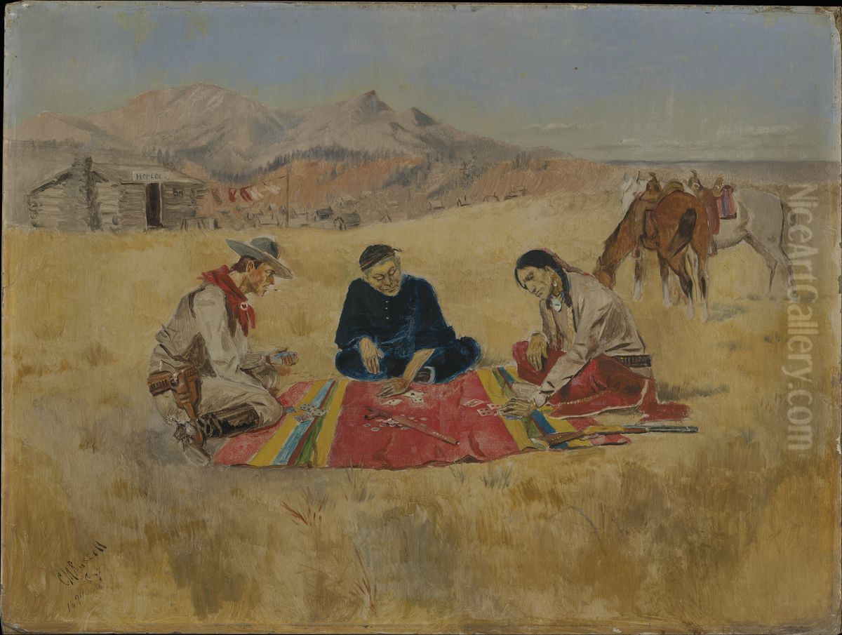 The Poker Game Oil Painting by Charles Marion Russell