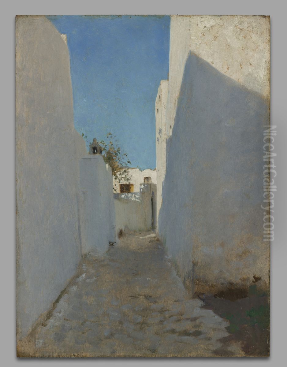 A Moroccan Street Scene Oil Painting by John Singer Sargent
