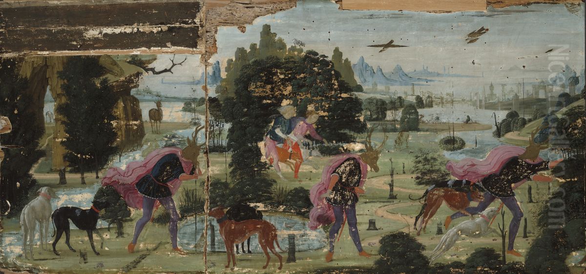 Actaeon Turned into a Stag Oil Painting by Jacopo da Sellaio