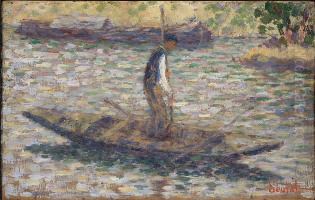 A Fisherman Oil Painting by Georges Seurat
