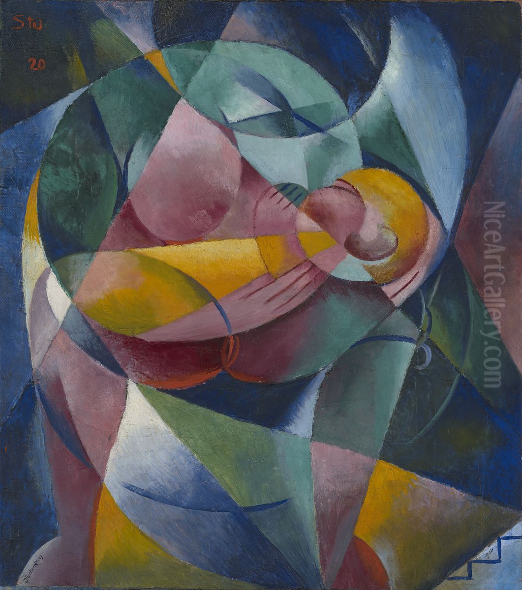 Mother and Child Oil Painting by Fritz Stuckenberg