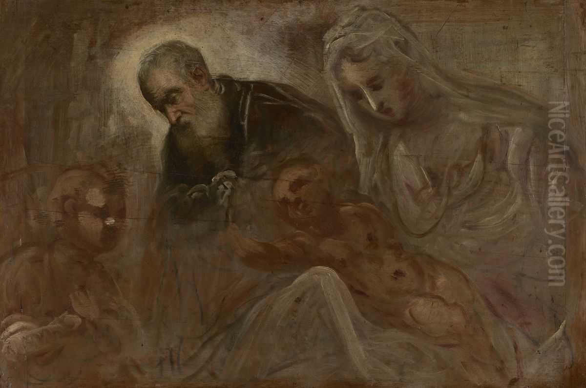 The Holy Family with the Young Saint John the Baptist Oil Painting by Jacopo Tintoretto