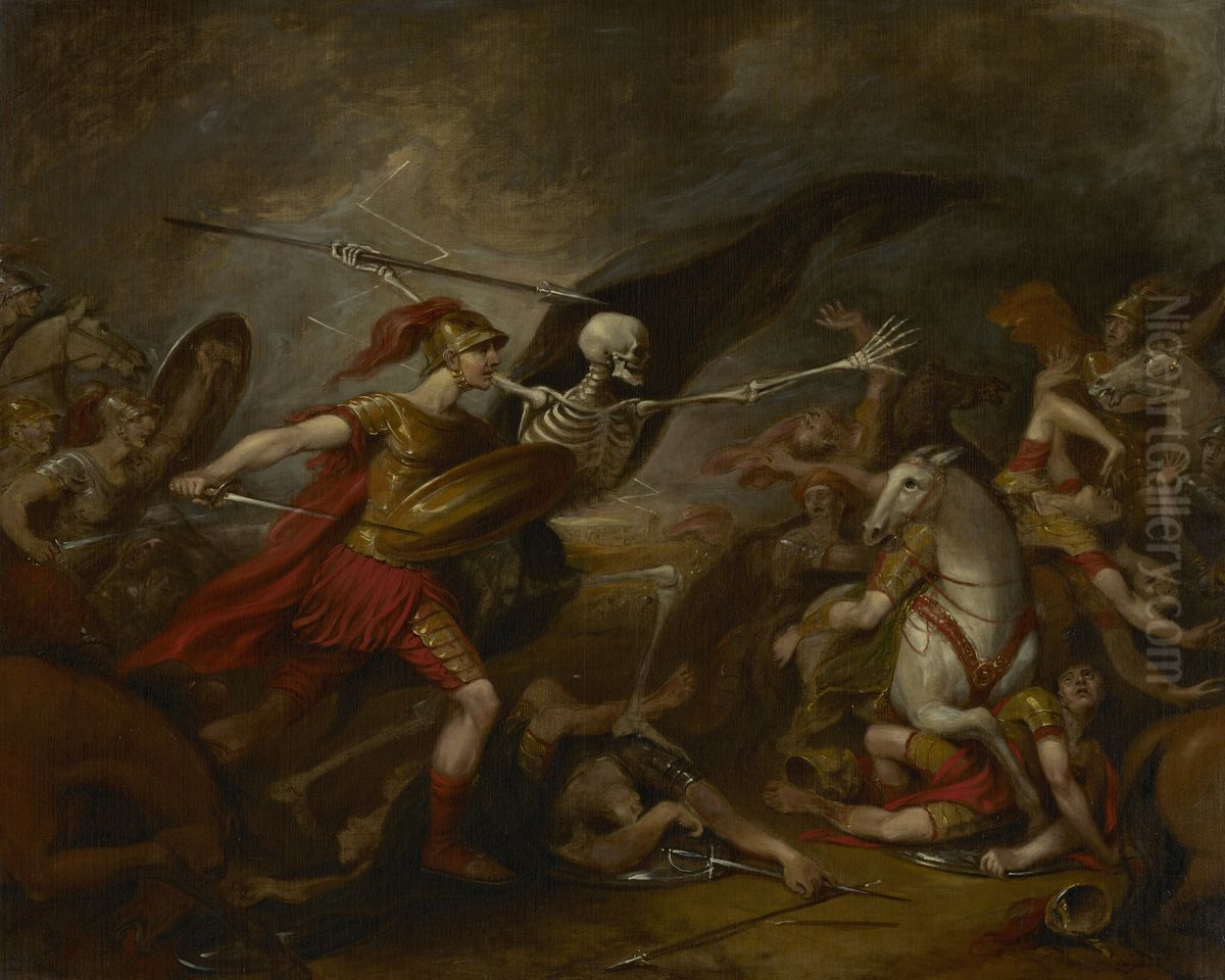 Joshua at the Battle of Ai - Attended by Death Oil Painting by John Trumbull