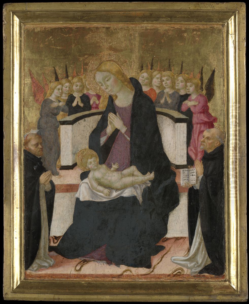 Virgin Mary and the Infant Jesus with Saints and Angel Oil Painting by Lorenzo d'Alessandro