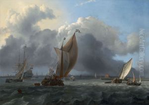 Ships in a Gale on the IJ before the City of Amsterdam