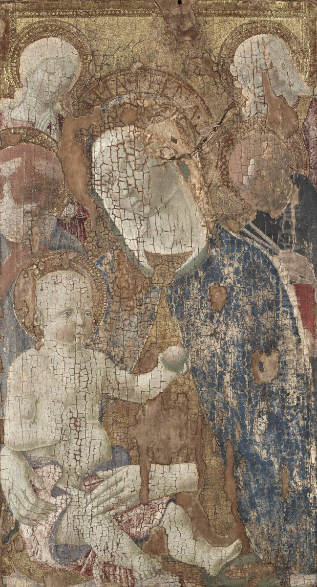 Virgin and Child with Saints Jerome and Peter(?) and Angel Oil Painting by Benvenuto di Giovanni