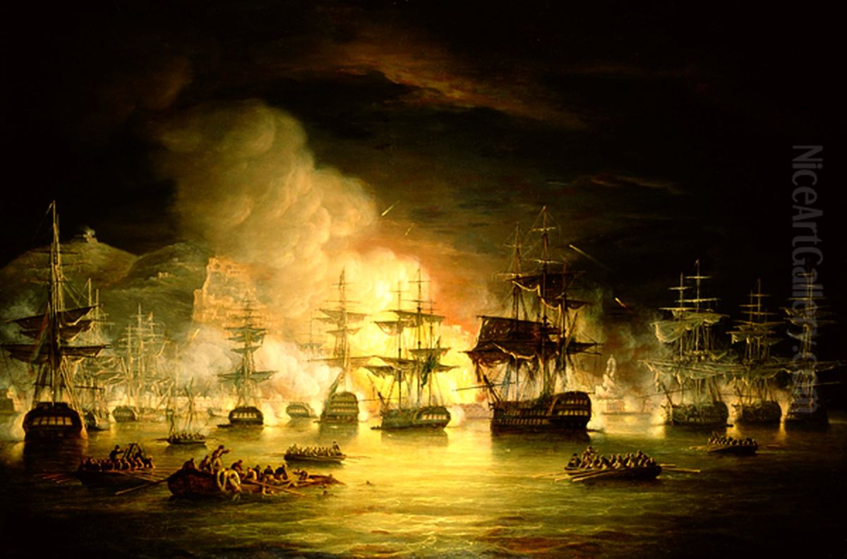 Bombardment of Algiers Oil Painting by Thomas Luny