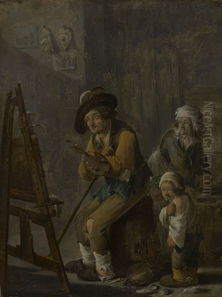 The Poor Painter in his Studio Oil Painting by Andries Both