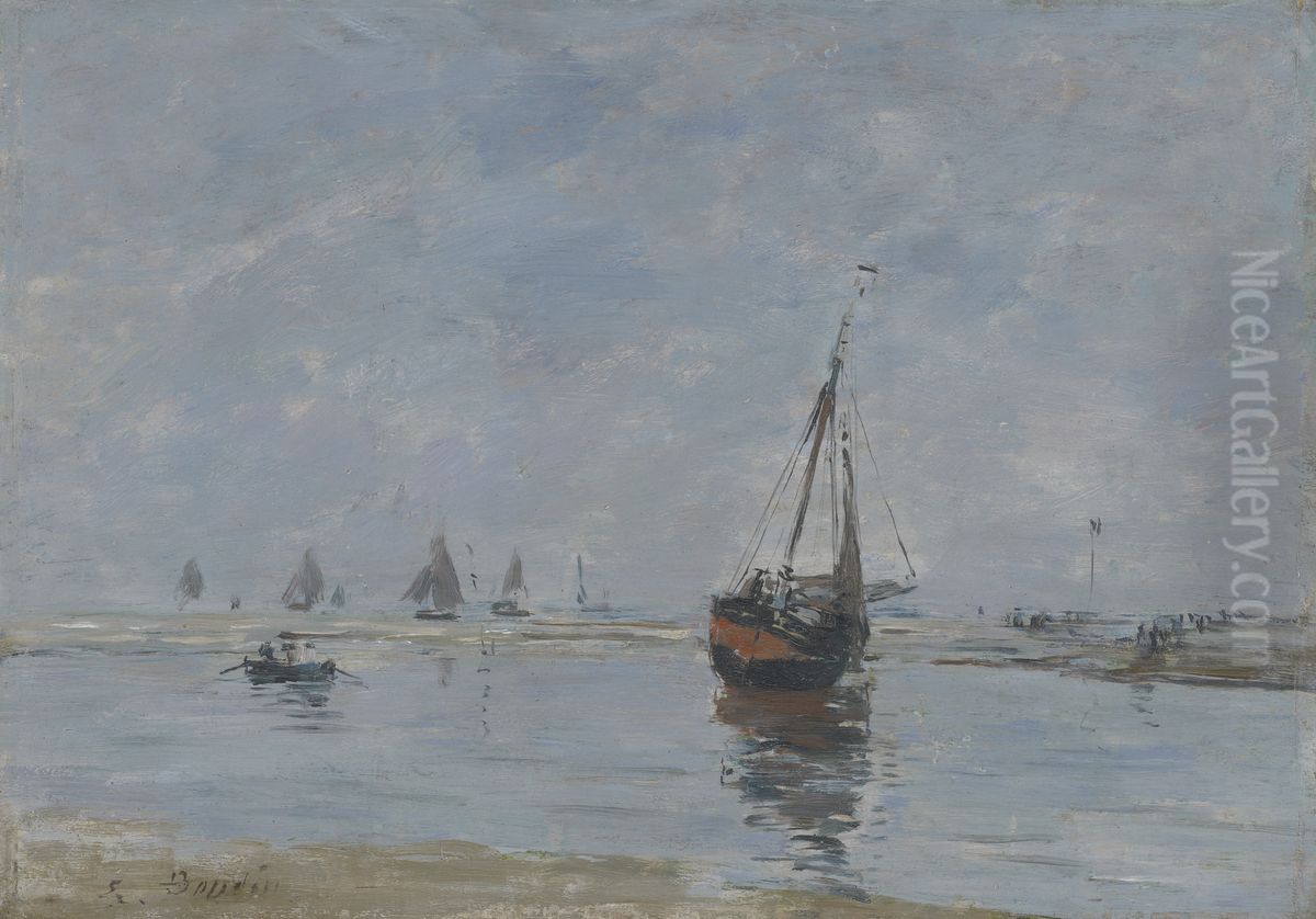 Trouville at Low Tide Oil Painting by Eugene Louis Boudin