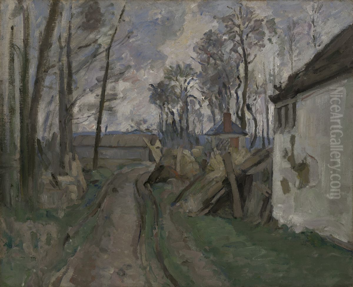A Village Road near Auver Oil Painting by Paul Cezanne