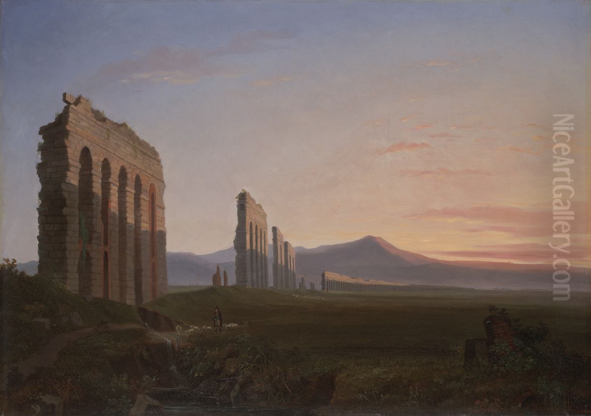 View of the Roman Campagna Oil Painting by Benjamin Champney