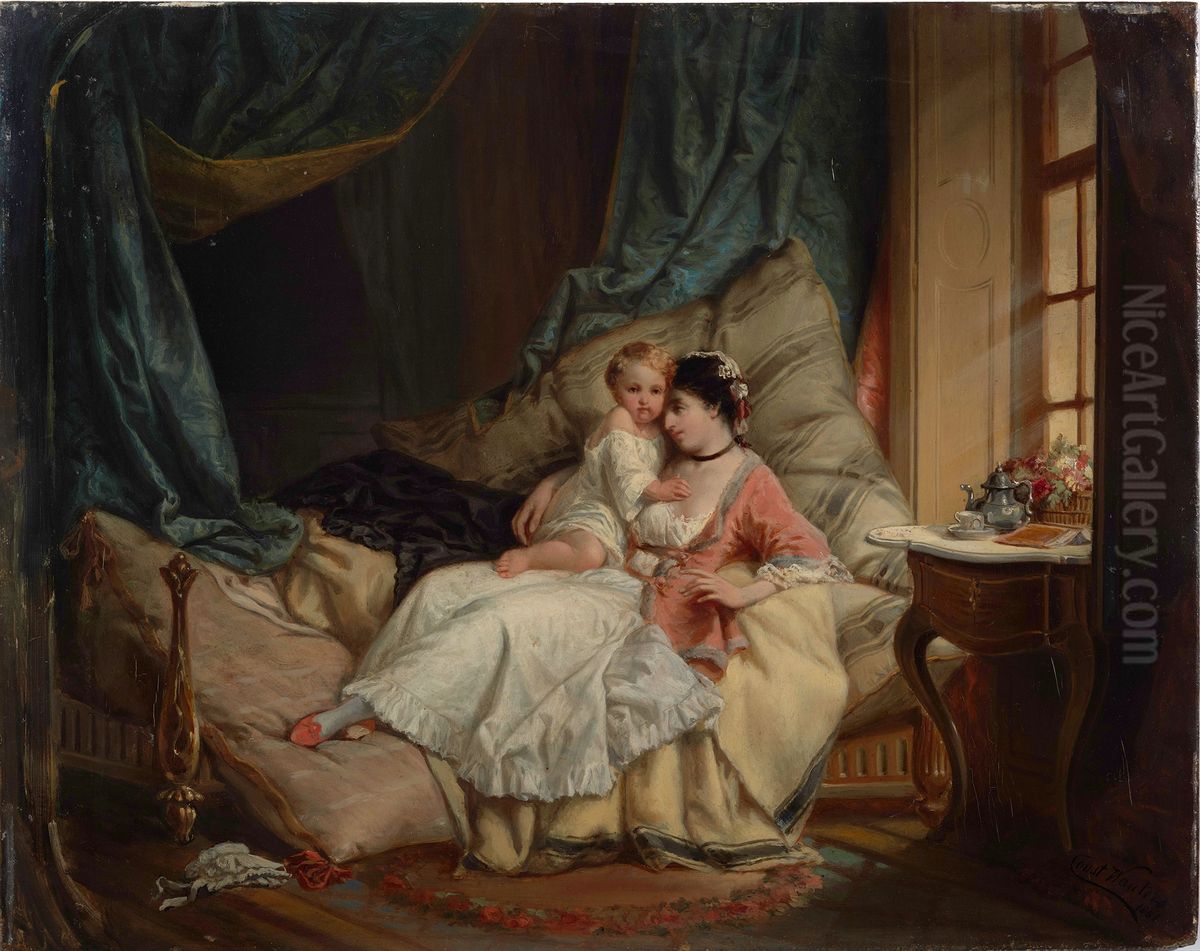 Mother with a Child Oil Painting by Constant Wauters