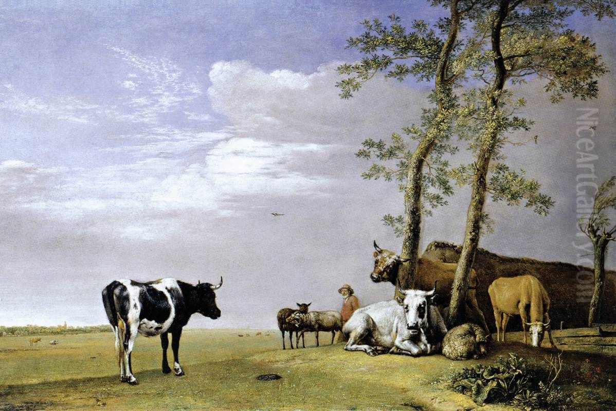 A Husbandman with His Herd Oil Painting by Paulus Potter
