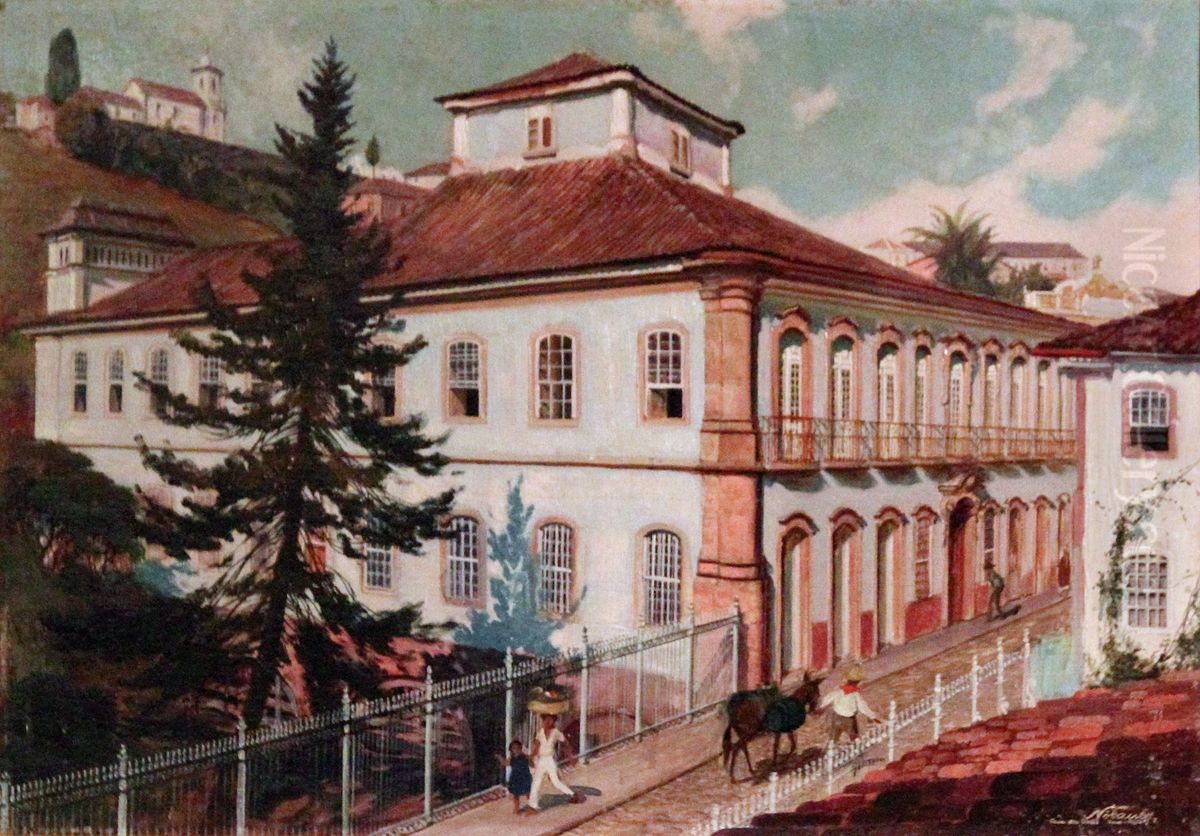 Casa dos Contos em Ouro Preto, MG. Oil Painting by Hans Nobauer
