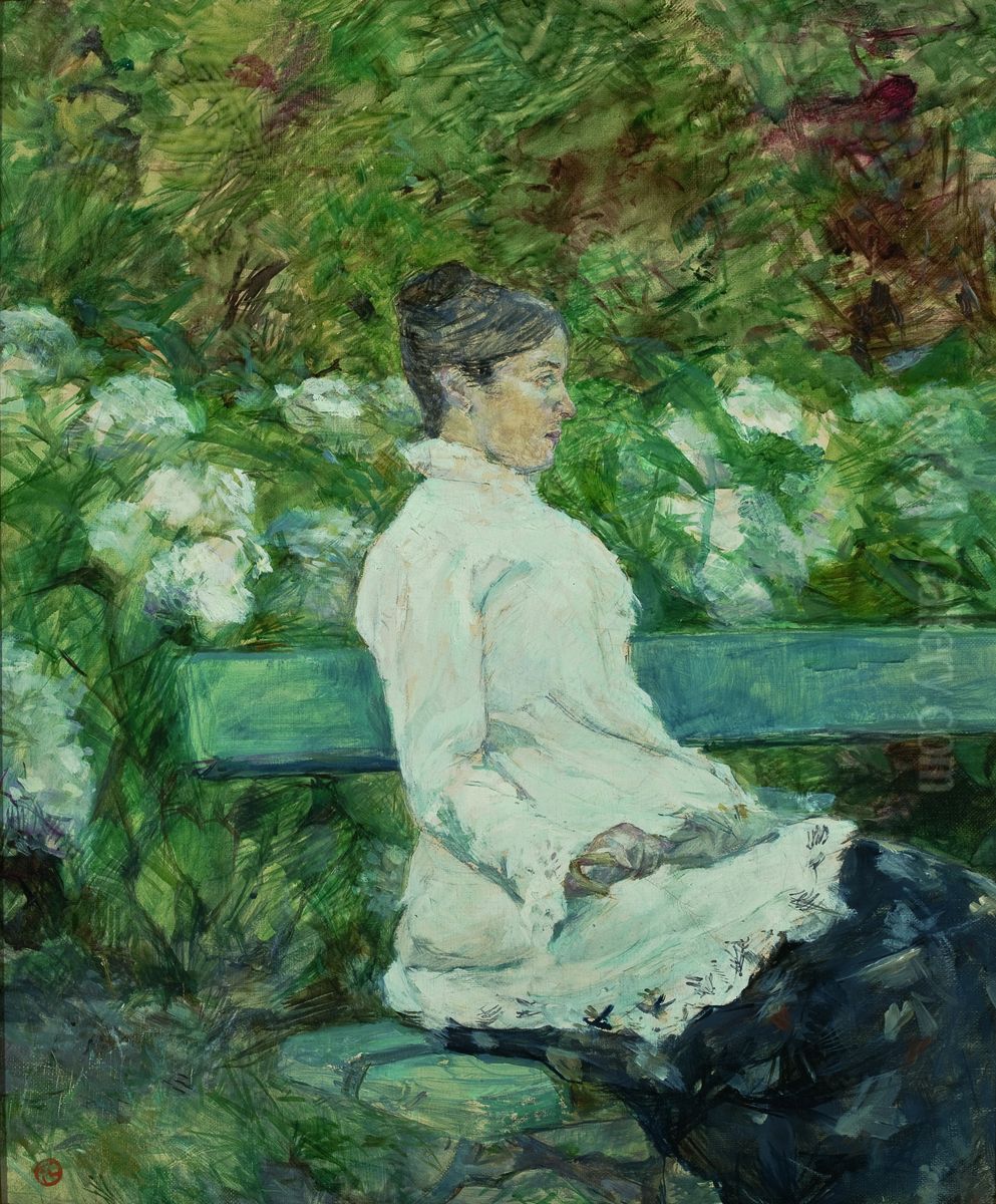Madame la Comtesse Adele de Toulouse-Lautrec au Jardin de Malrome Oil Painting by Henri De Toulouse-Lautrec