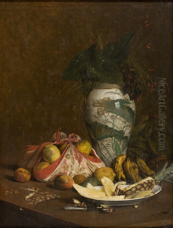 Still Life with Vase and Fruit Oil Painting by Pedro Alexandrino Borges